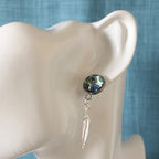 Paisley and Feathers Silver plated Stud Earrings - White - Silver Chamber Jewellery Store