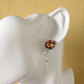 Paisley and Feathers Silver plated Stud Earrings - Orange