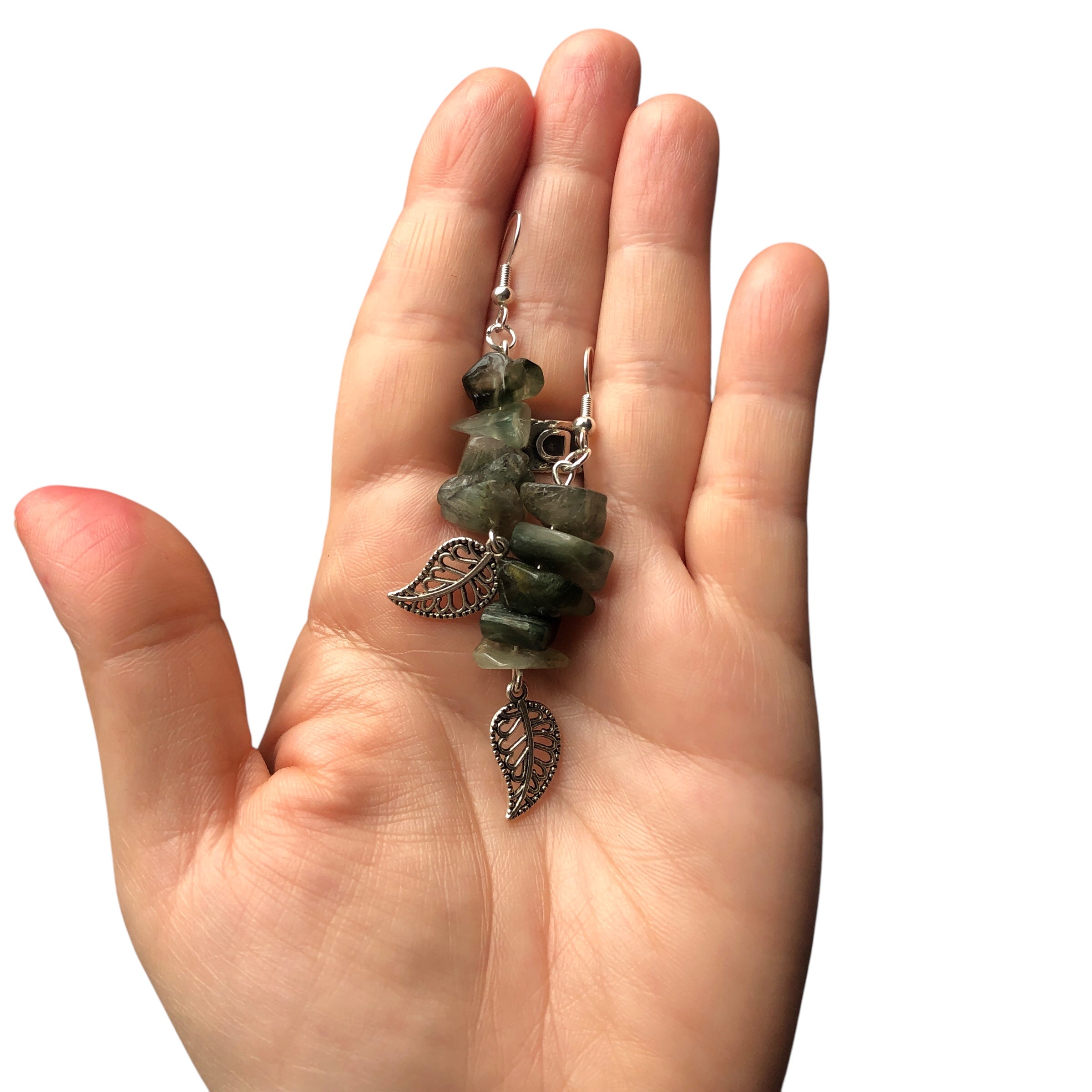 Filigree Leaves Jade Dangle Earrings