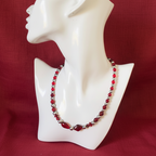 Red Glass and Hematite Beaded Necklace