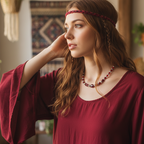 Red Glass and Hematite Beaded Necklace