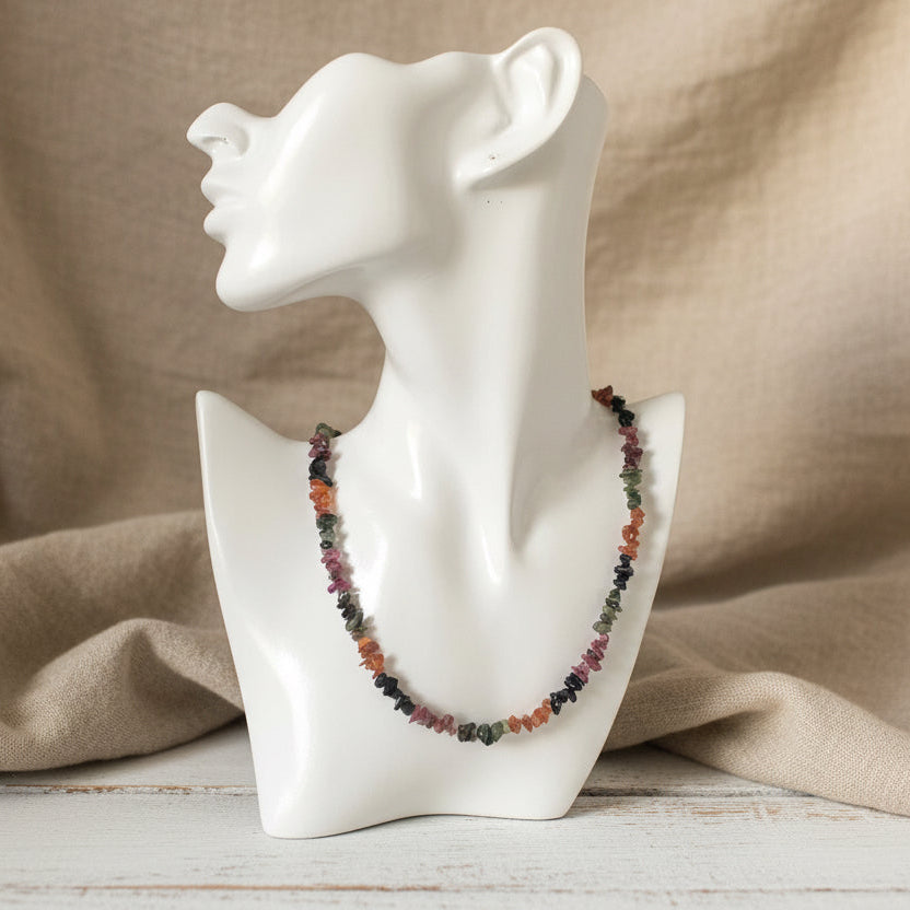 Watermelon Tourmaline Chip Necklace