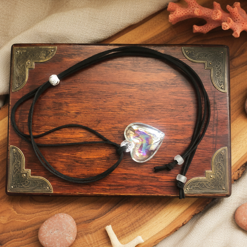 AB Glass Heart Pendant Necklace