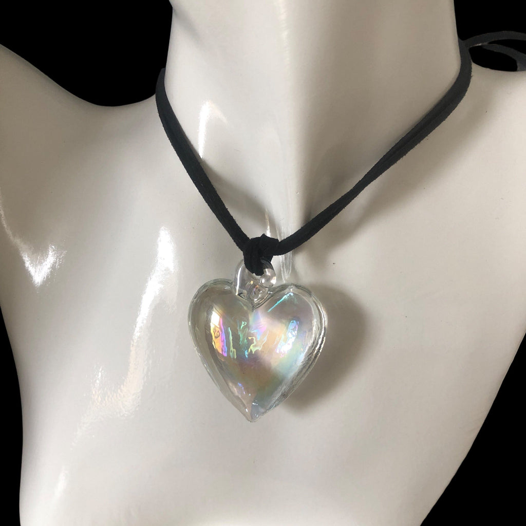 AB Glass Heart Pendant Necklace Silver Chamber Jewellery Store