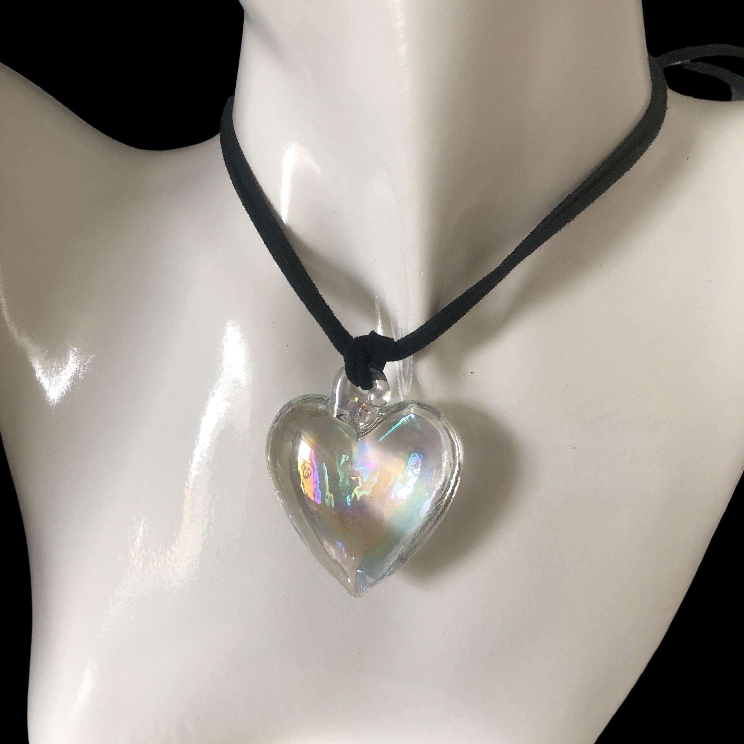 AB Glass Heart Pendant Necklace Silver Chamber Jewellery Store