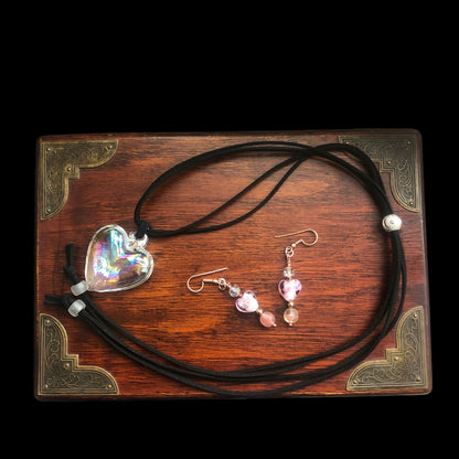 AB Glass Heart Pendant Necklace Silver Chamber Jewellery Store