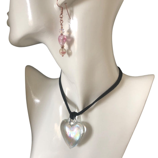 AB Glass Heart Pendant Necklace Silver Chamber Jewellery Store