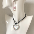 AB Glass Heart Pendant Necklace