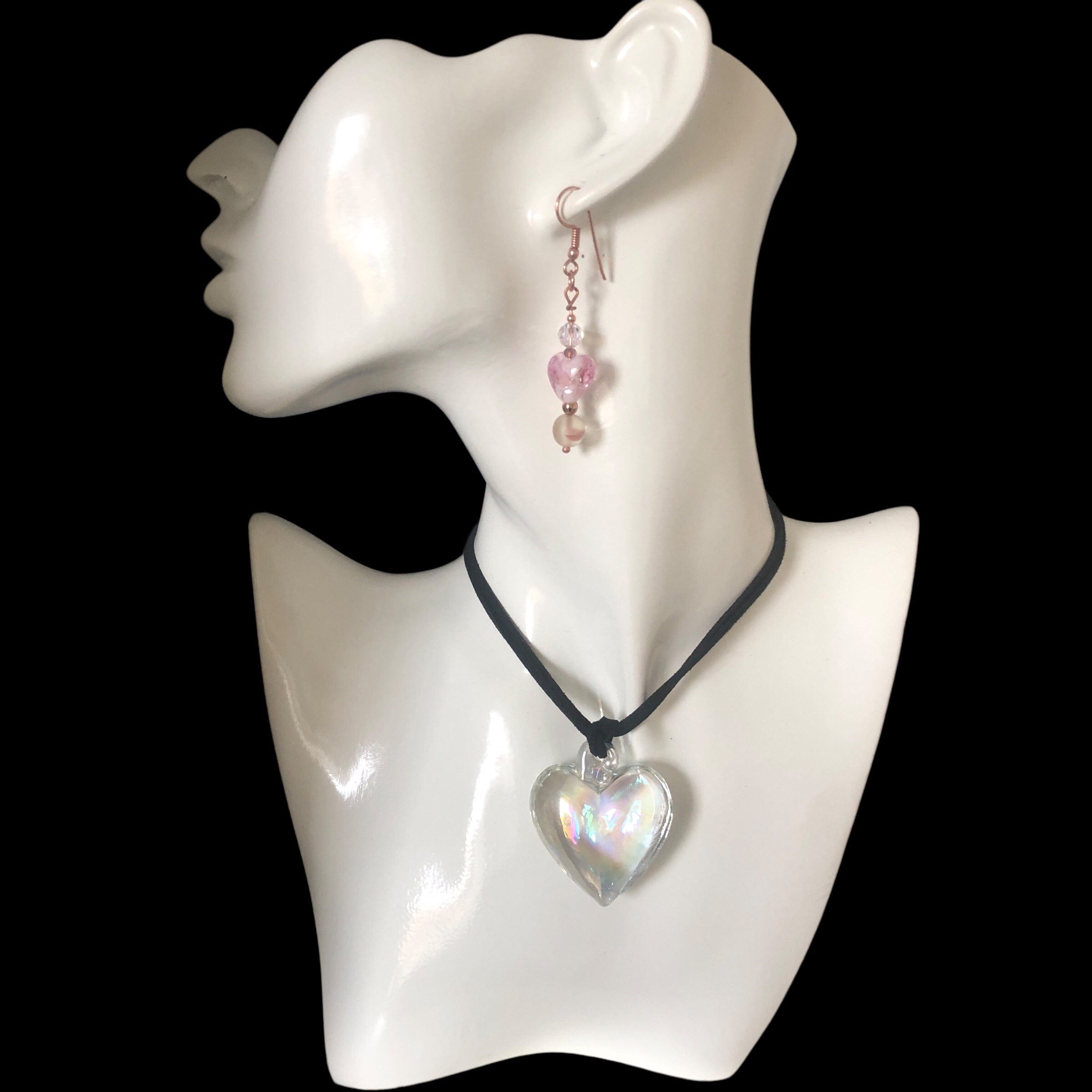 AB Glass Heart Pendant Necklace Silver Chamber Jewellery Store