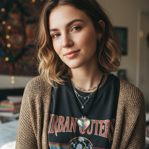 AB Glass Heart Pendant Necklace