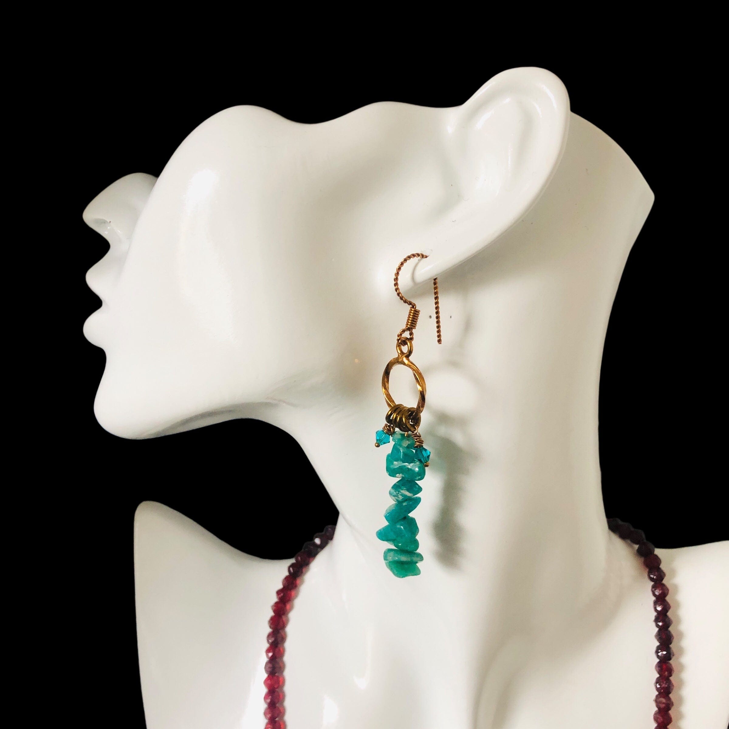 Amazonite Antique Bronze Dangle Earrings Silver Chamber Jewellery Store