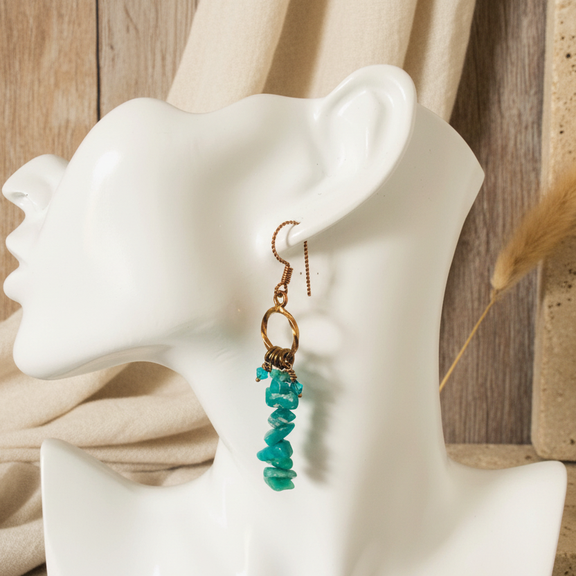 Amazonite Antique Bronze Dangle Earrings Silver Chamber Jewellery Store