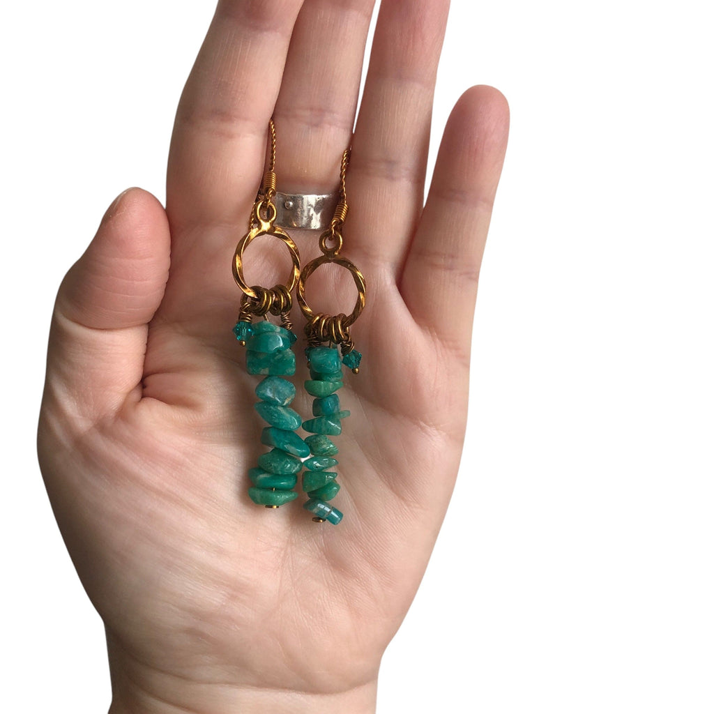 Amazonite Antique Bronze Dangle Earrings Silver Chamber Jewellery Store