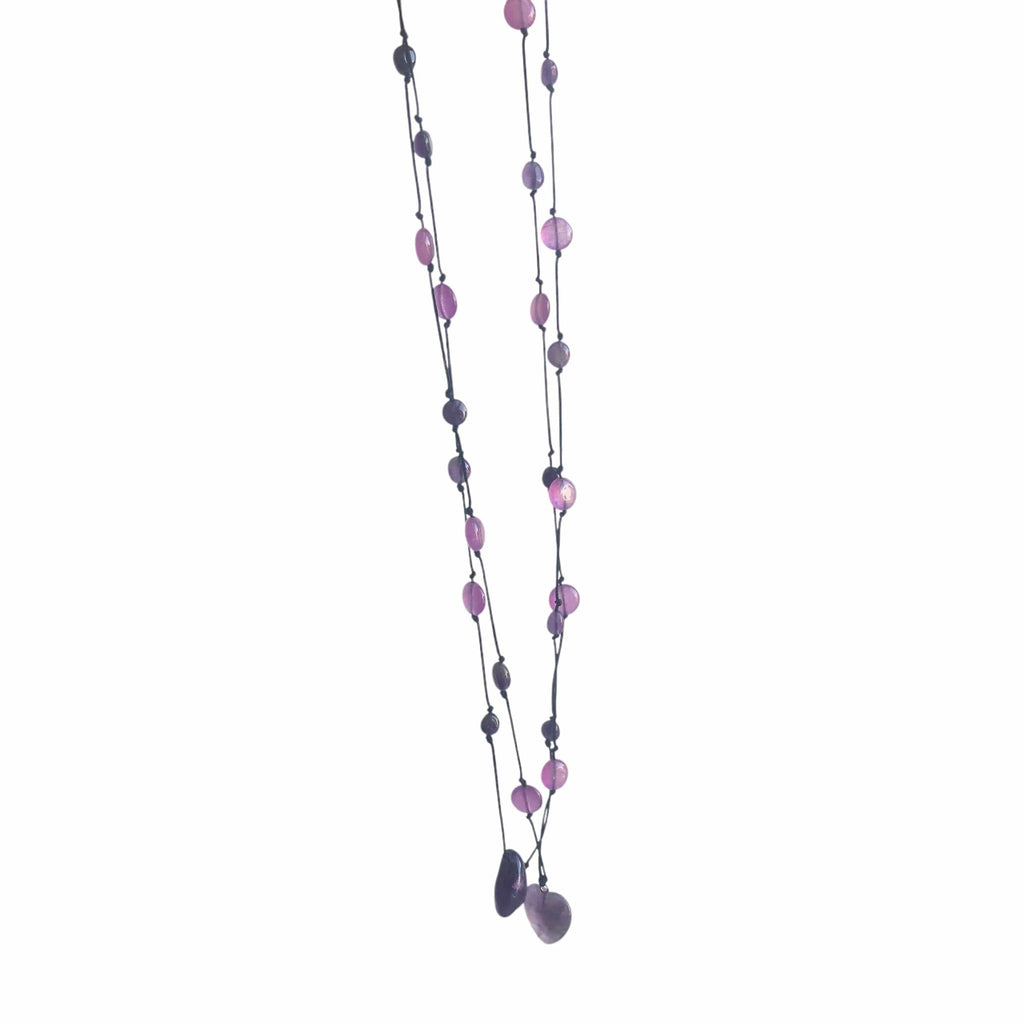Amethyst and Black Thread Beaded Necklace Silver Chamber Jewellery Store