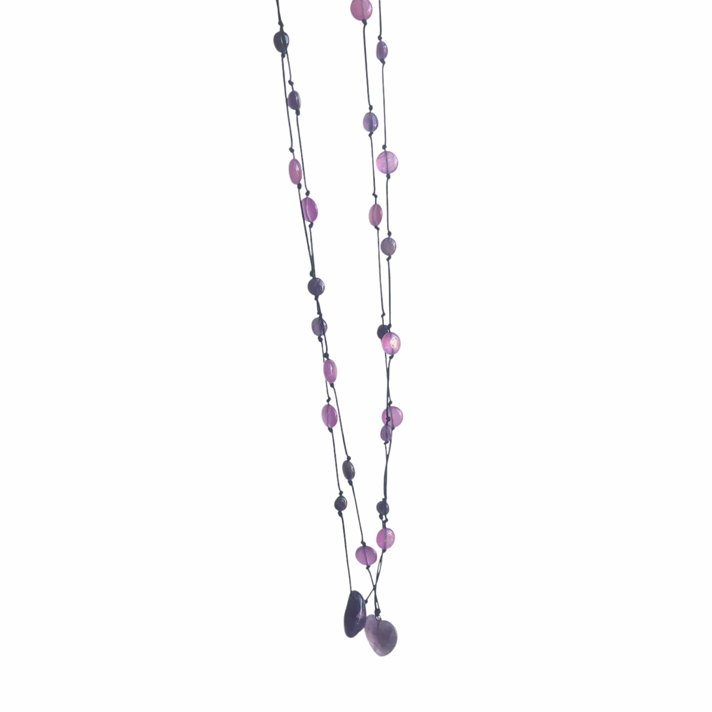 Amethyst and Black Thread Beaded Necklace Silver Chamber Jewellery Store