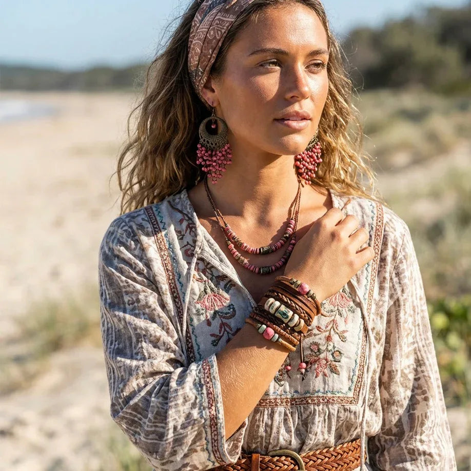 Antic Brass Beaded Hoop Earrings - Silver Chamber Jewellery Store