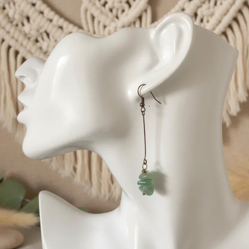 Antique Bronze Long Aventurine Earrings - Silver Chamber Jewellery Store