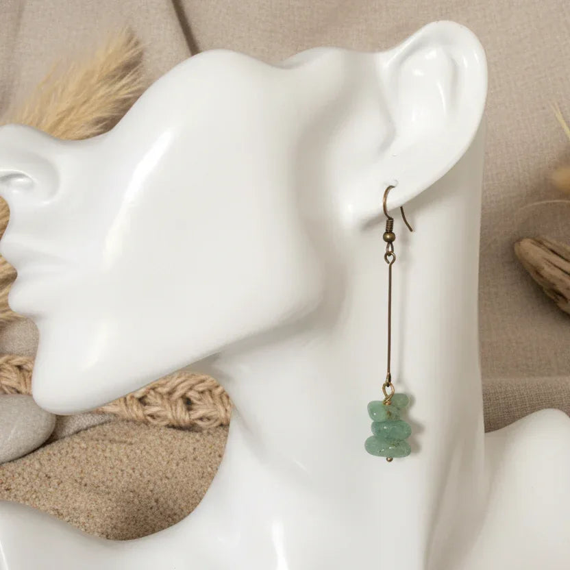 Antique Bronze Long Aventurine Earrings - Silver Chamber Jewellery Store
