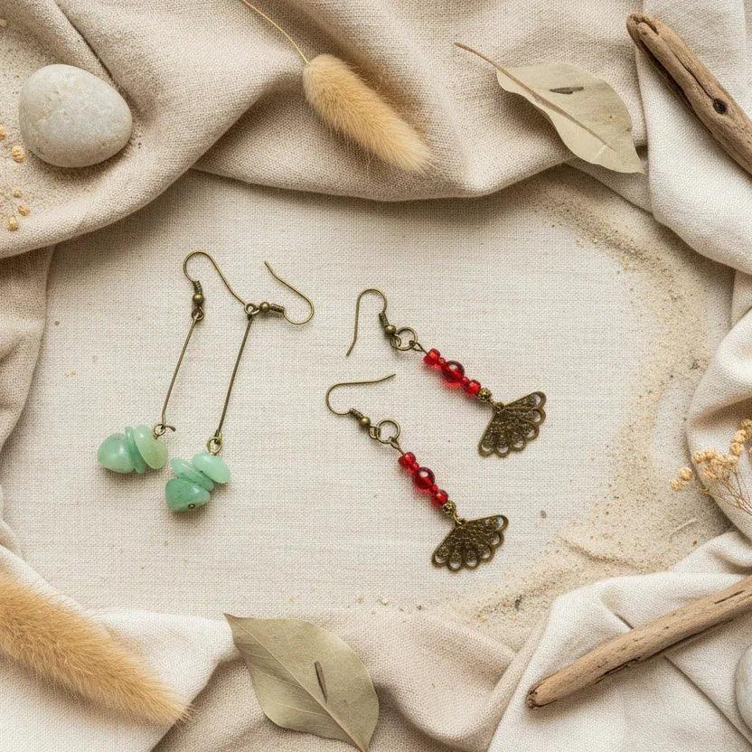 Antique Bronze Long Aventurine Earrings - Silver Chamber Jewellery Store