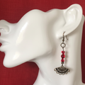 Antique Bronze Red Glass Earrings