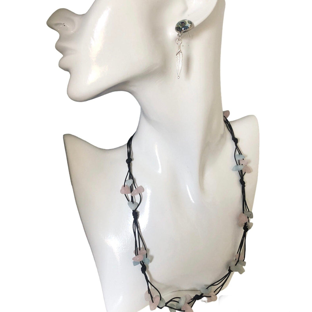 Beaded Necklace with Aquamarine and Rose Quartz Silver Chamber Jewellery Store