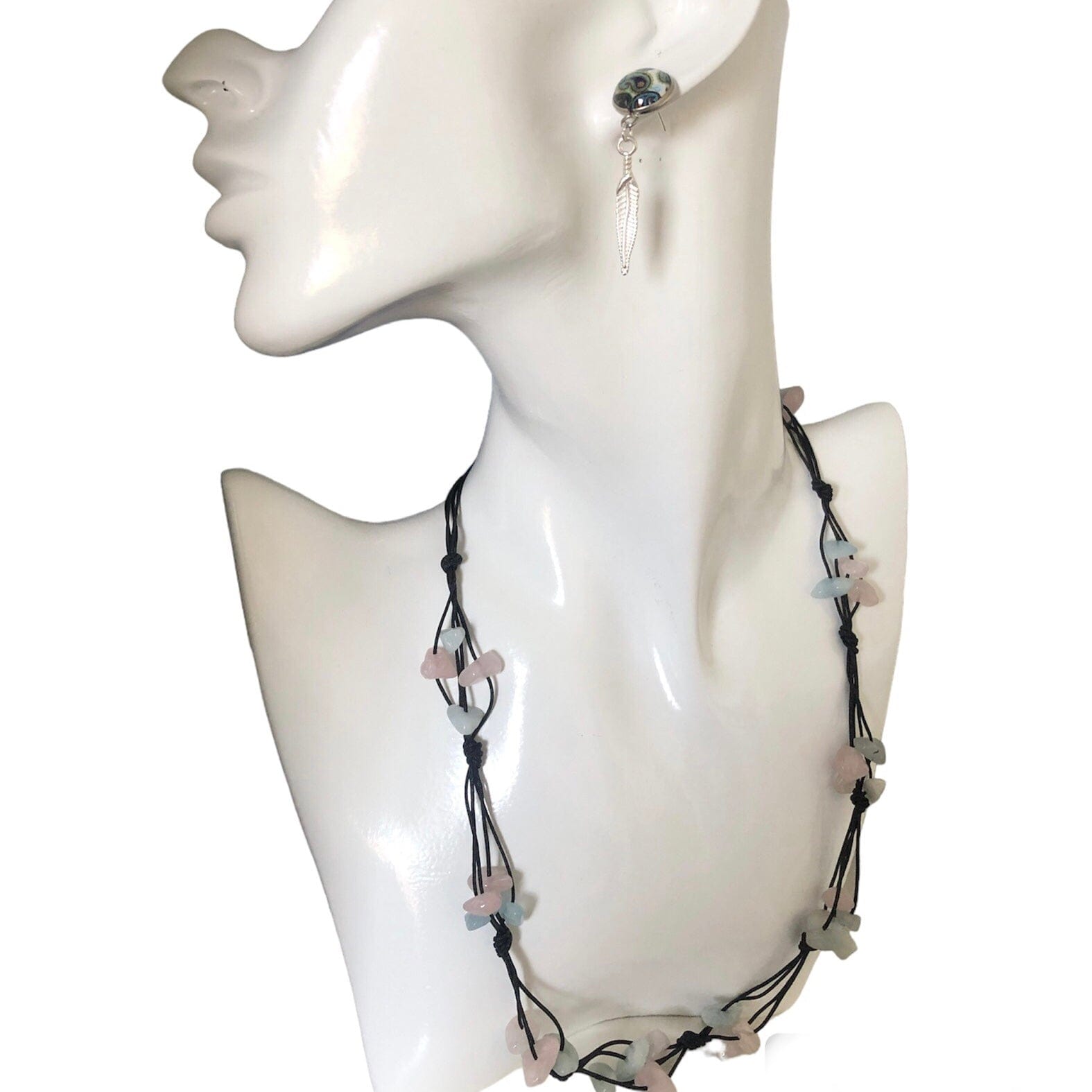 Beaded Necklace with Aquamarine and Rose Quartz Silver Chamber Jewellery Store