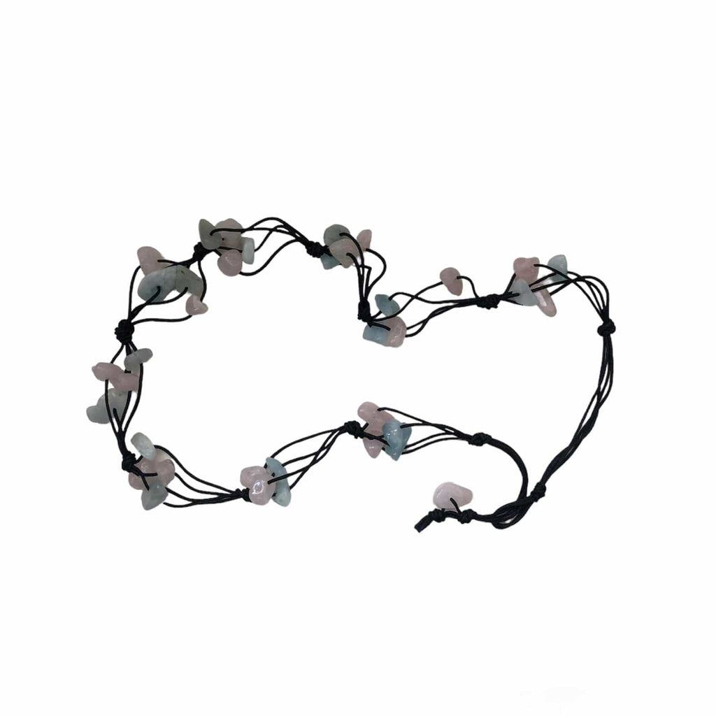 Beaded Necklace with Aquamarine and Rose Quartz Silver Chamber Jewellery Store