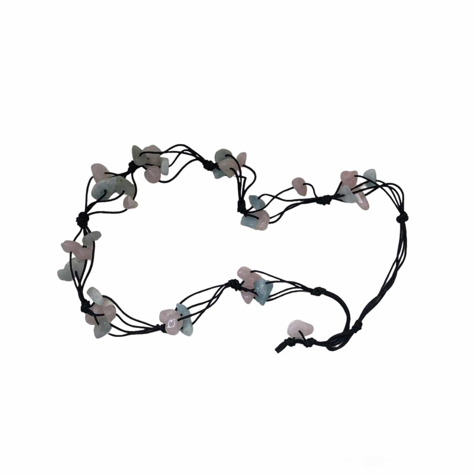 Beaded Necklace with Aquamarine and Rose Quartz Silver Chamber Jewellery Store