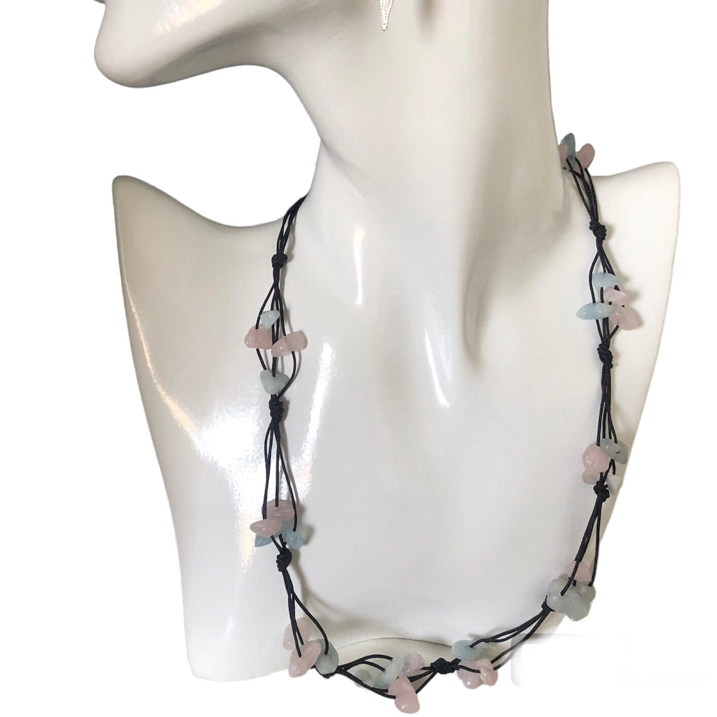 Beaded Necklace with Aquamarine and Rose Quartz Silver Chamber Jewellery Store