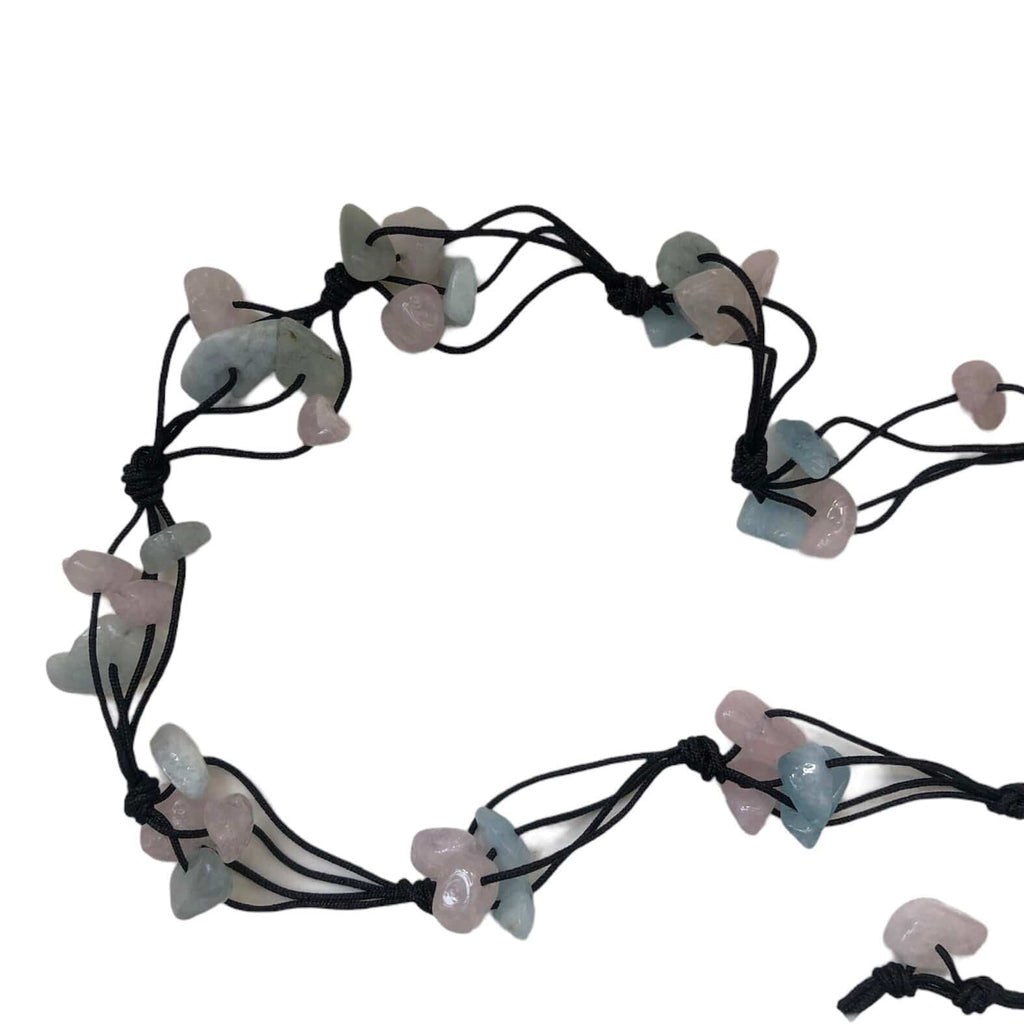 Beaded Necklace with Aquamarine and Rose Quartz Silver Chamber Jewellery Store