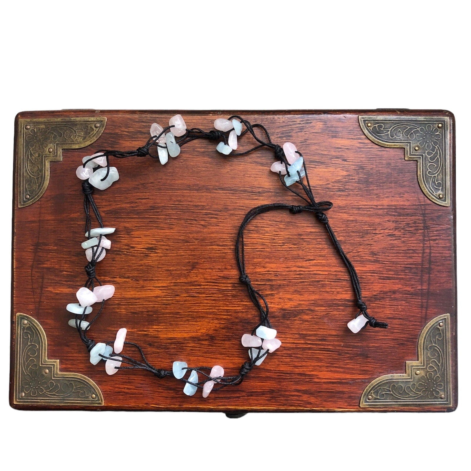 Beaded Necklace with Aquamarine and Rose Quartz Silver Chamber Jewellery Store