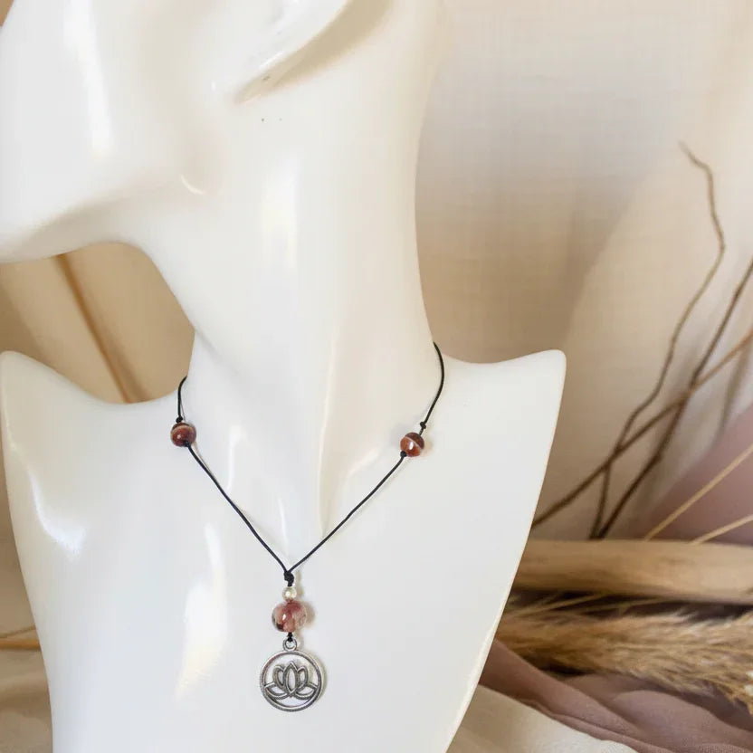 Black Thread Choker Necklace with Agate - Silver Chamber Jewellery Store