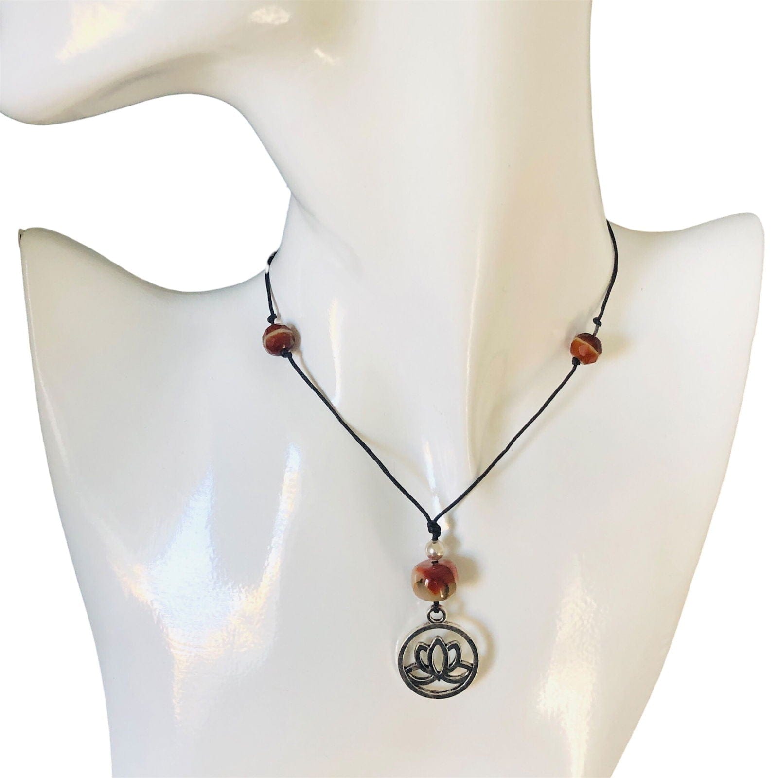 Black Thread Choker Necklace with Agate Silver Chamber Jewellery Store