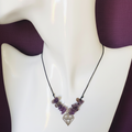 Black Thread Choker Necklace with Amethyst Chips