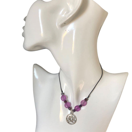 Black Thread Choker Necklace with Amethyst Silver Chamber Jewellery Store