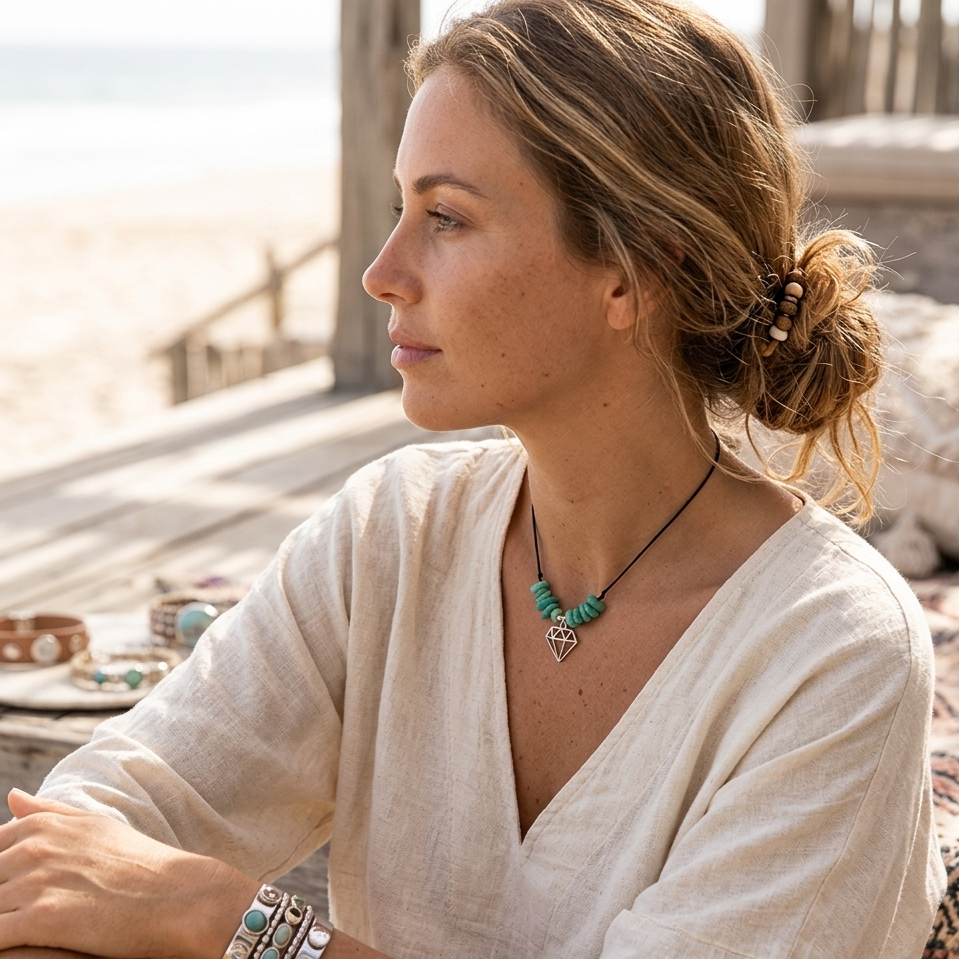 Black Thread Choker Necklace with Green Amazonite Chips - Silver Chamber Jewellery Store