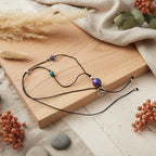 Black Thread Choker Necklace with Green and Pink Agate - Silver Chamber Jewellery Store