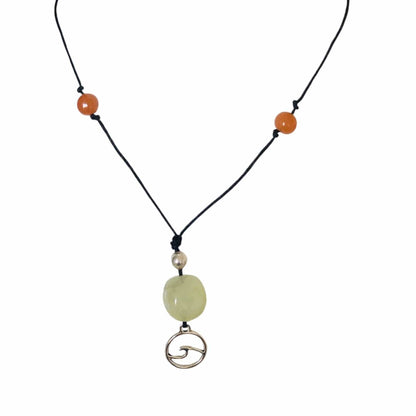 Black Thread Choker Necklace with Jade and Carnelian Silver Chamber Jewellery Store