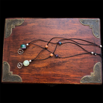 Black Thread Choker Necklace with Jade and Carnelian Silver Chamber Jewellery Store