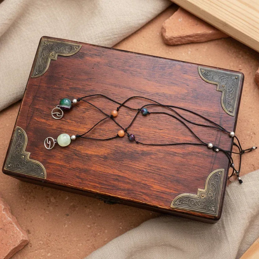 Black Thread Choker Necklace with Jade and Carnelian - Silver Chamber Jewellery Store