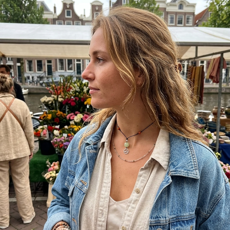 Black Thread Choker Necklace with Jade and Carnelian - Silver Chamber Jewellery Store