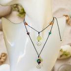 Black Thread Choker Necklace with Jade and Carnelian - Silver Chamber Jewellery Store