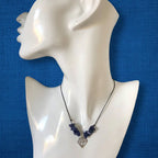 Black Thread Choker Necklace with Lapis Lazuli Chips - Silver Chamber Jewellery Store