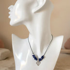 Black Thread Choker Necklace with Lapis Lazuli Chips - Silver Chamber Jewellery Store