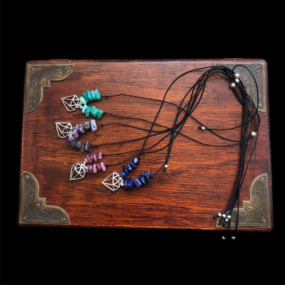 Black Thread Choker Necklace with Pink Tourmaline Chips Silver Chamber Jewellery Store
