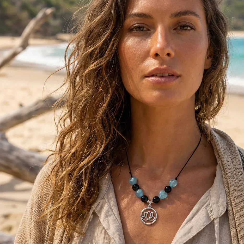 Black Thread Choker Necklace with Quartz and Onyx - Silver Chamber Jewellery Store