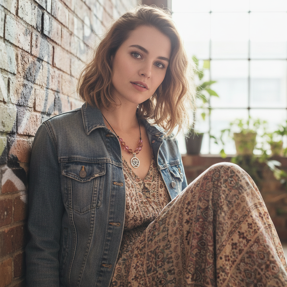 Black Thread Choker Necklace with Quartz