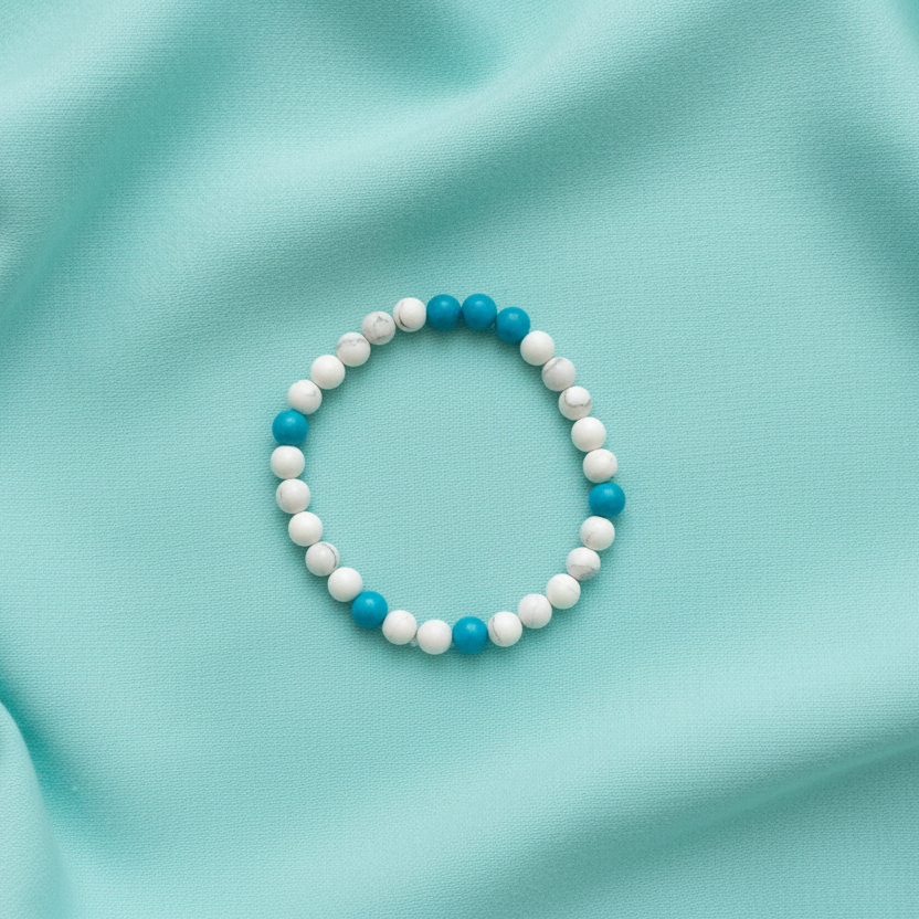 Blue Agate and Howlite Beaded Bracelet