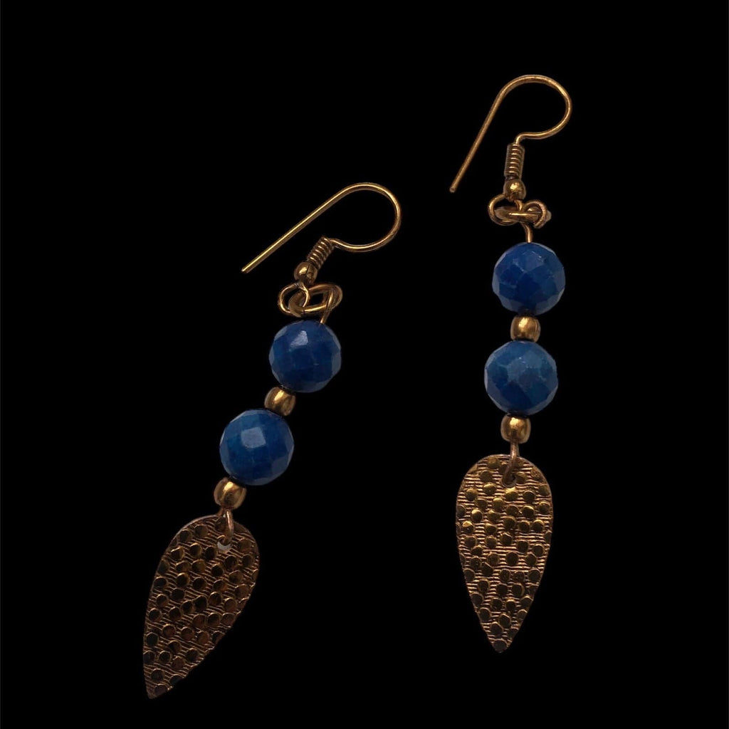 Blue Agate Gold Plated Dangle Earrings Silver Chamber Jewellery Store