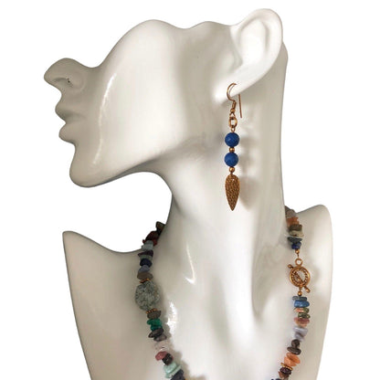 Blue Agate Gold Plated Dangle Earrings Silver Chamber Jewellery Store